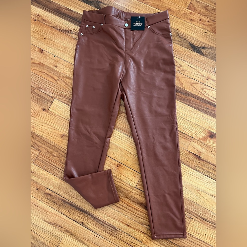 NWT brown leather leggings